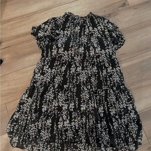 Floral Black and White Dress